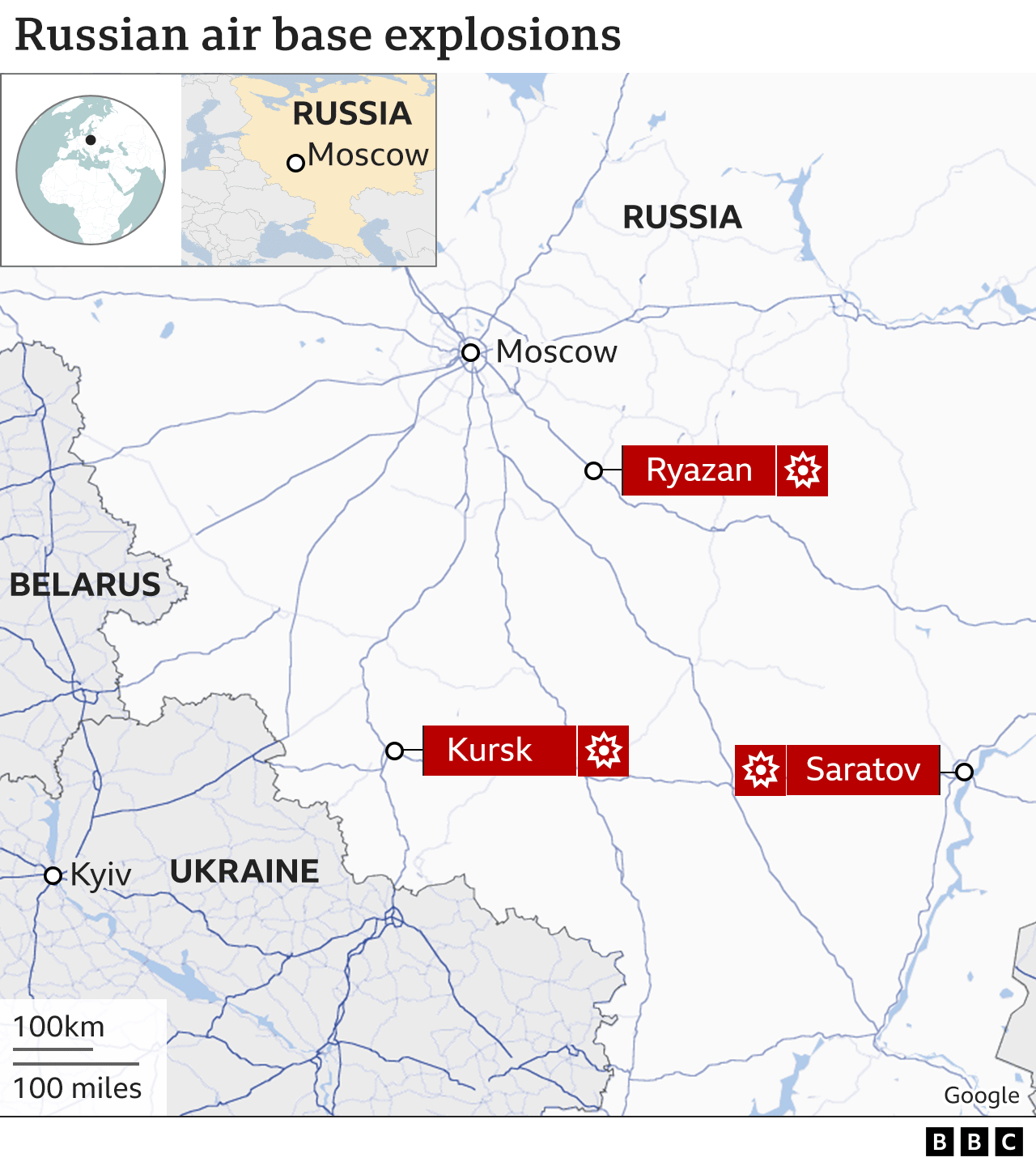 Map showing location of Russian bases