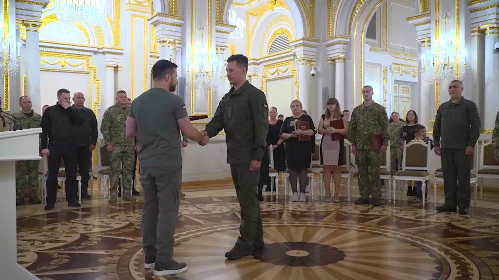 Eugene was awarded the country's top military honour by President Zelensky