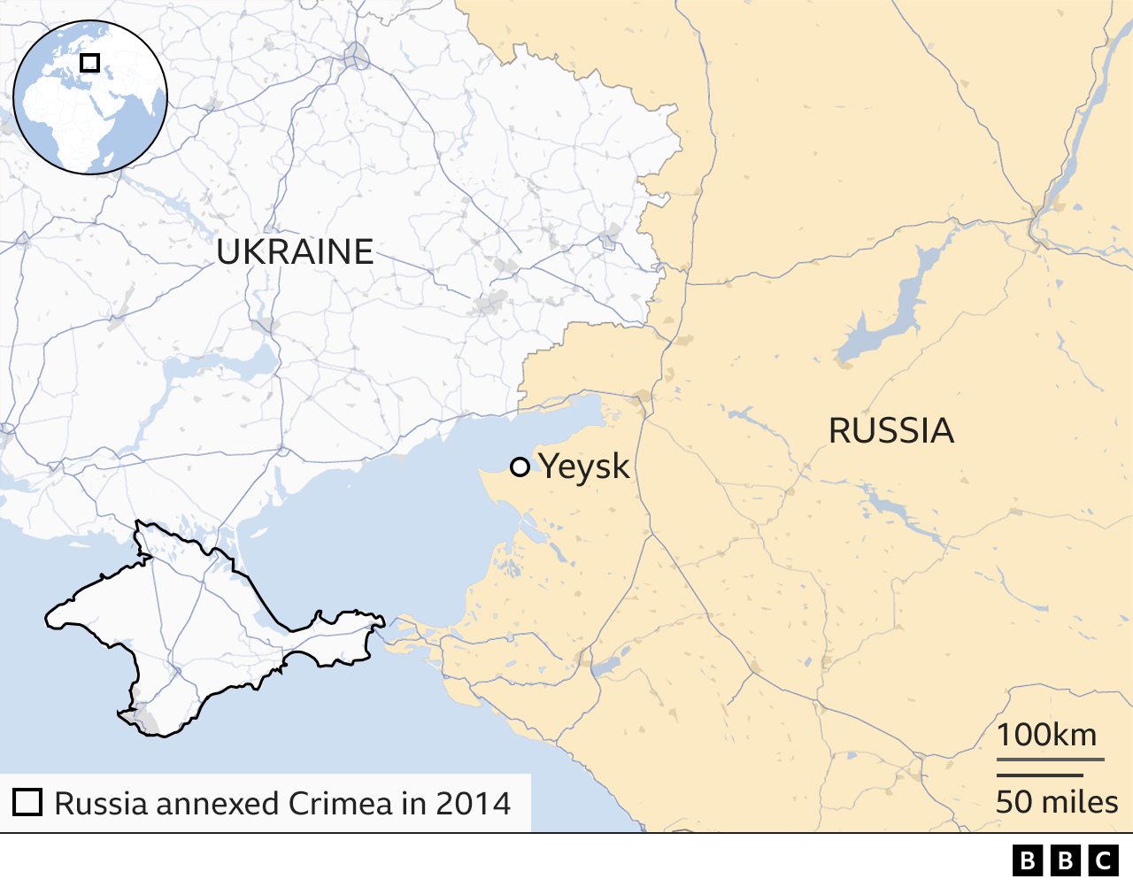 Map showing Yeysk