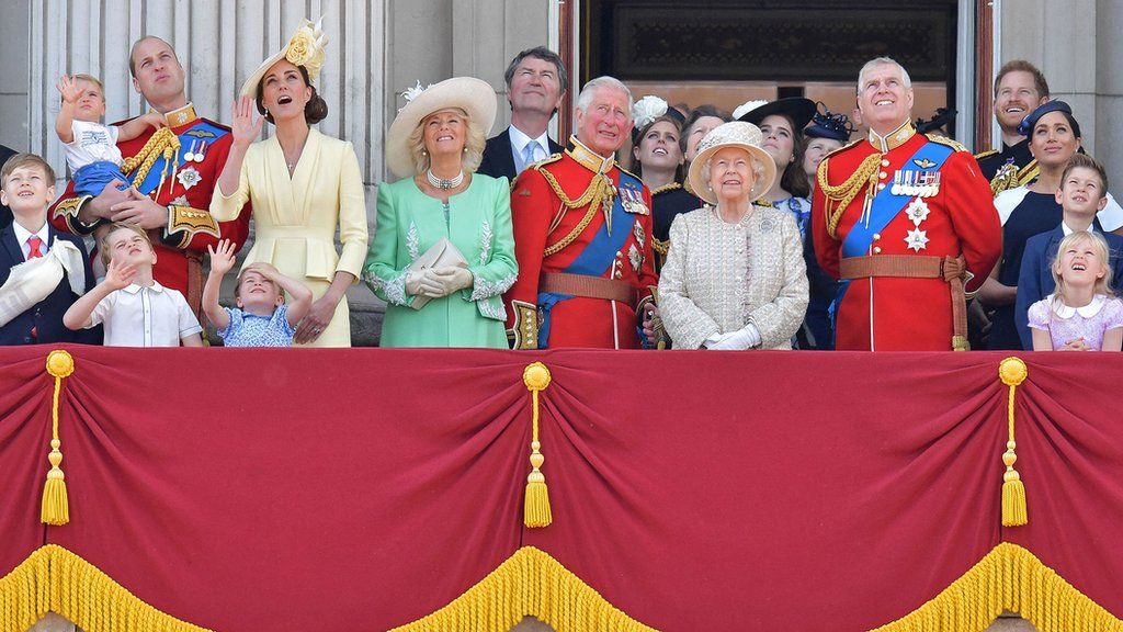 The Royal Family appeared on the balcony of Buckingham Palace to watch an RAF flypast - marking the Queen's birthday in 2019