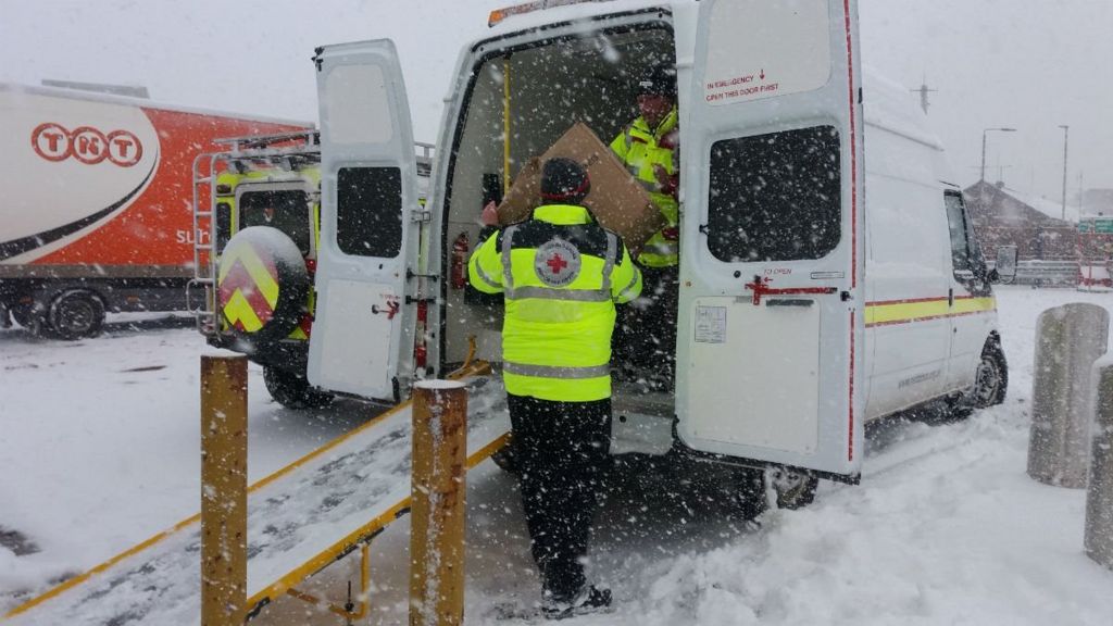 Red Cross delivers temporary bedding to Glasgow Airport