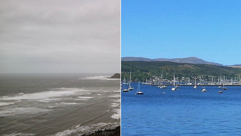 Weather splits UK in two