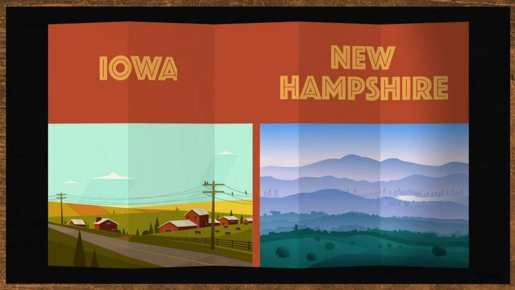 Illustration showing Iowa and New Hampshire