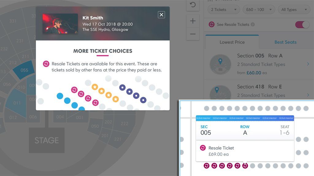 How resold tickets will be identified to customers