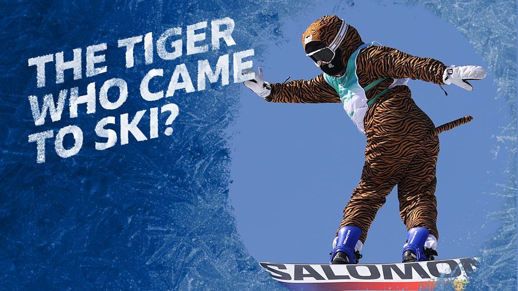 Roar power! French snowboarder wears tiger costume for big air run