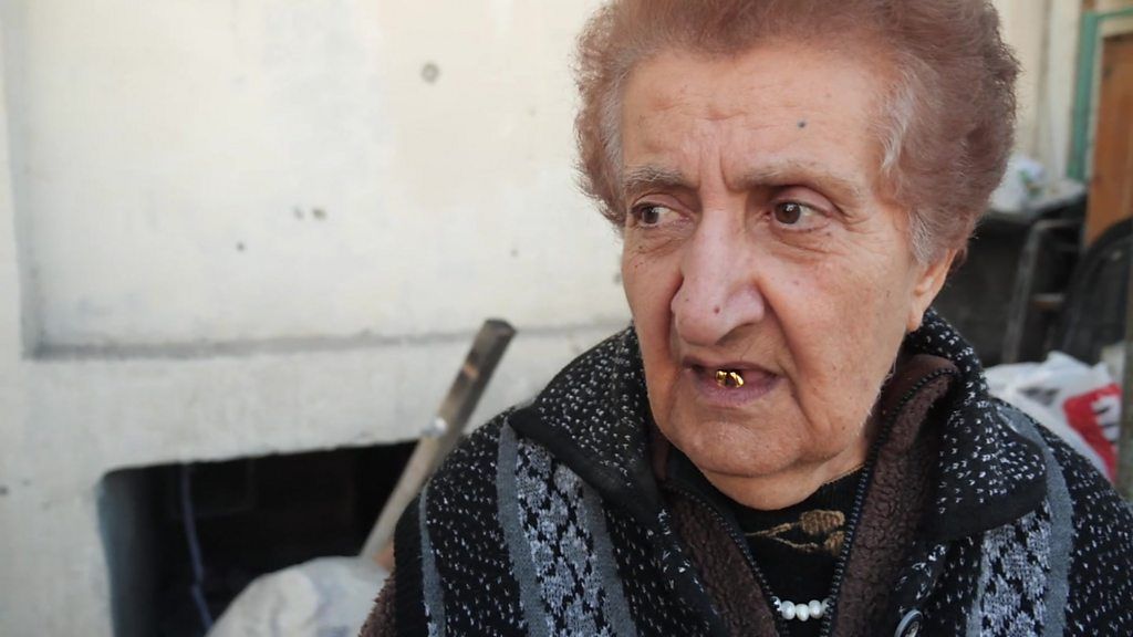Pensioner whose home was destroyed by shelling