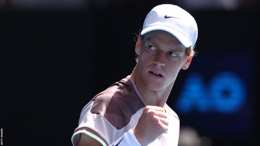 Jannik Sinner clenches his fist during the 2024 Australian Open semi-finals