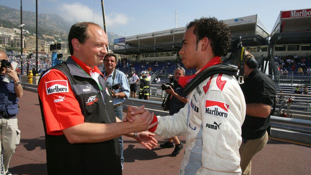 Fred Vasseur and Lewis Hamilton