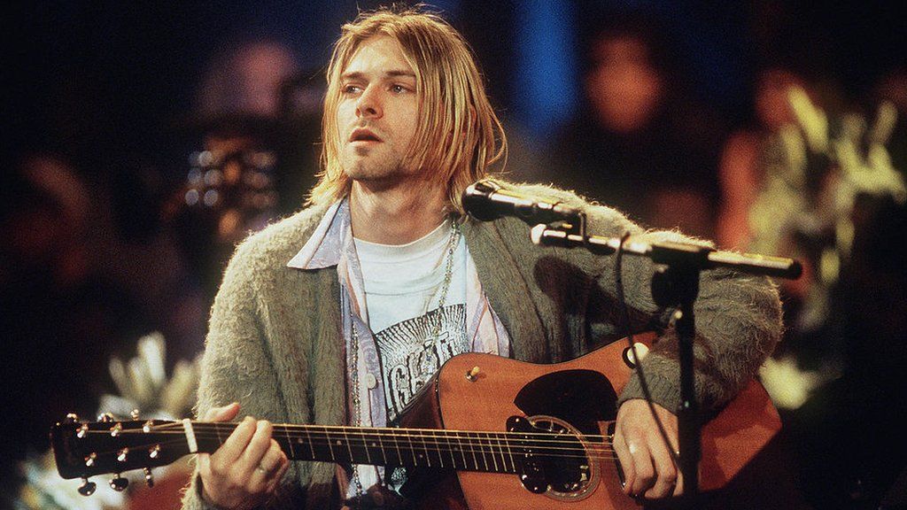 Kurt Cobain playing on MTV's Unplugged in 1993