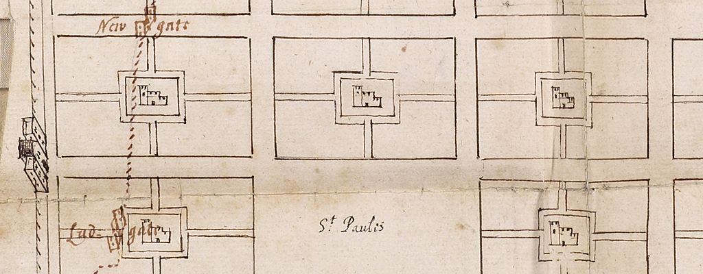 План Ричарда Ньюкурта по восстановлению лондонского Сити 1666 года (фрагмент)