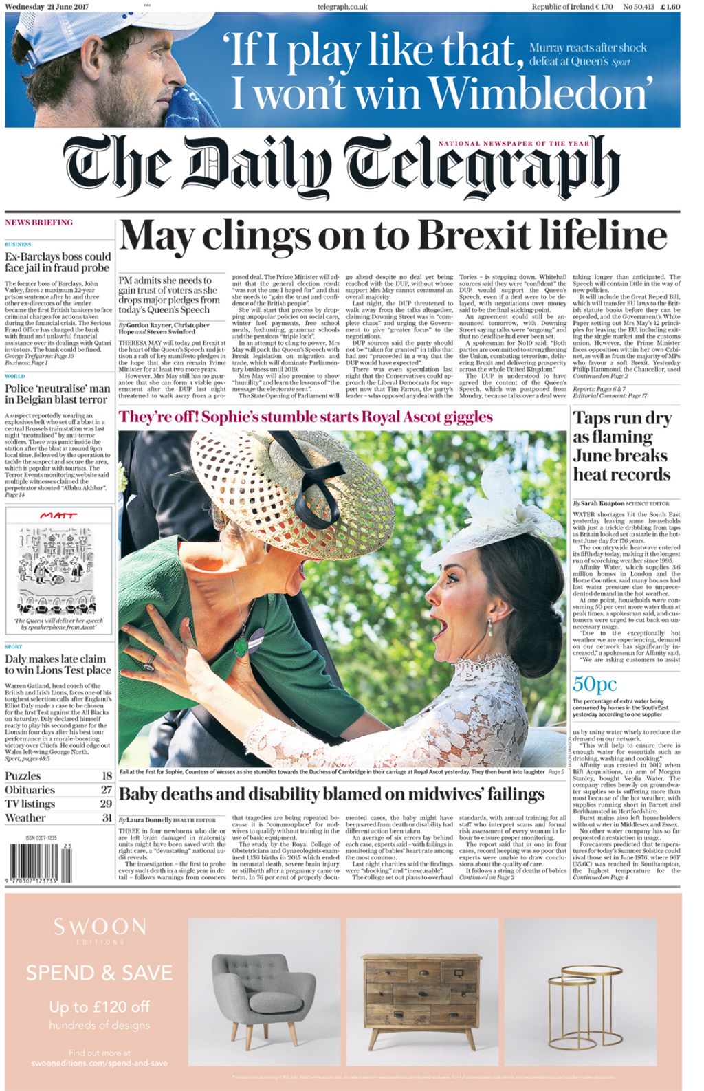 Newspaper headlines May 'clings on' as Britain 'swelters' BBC News