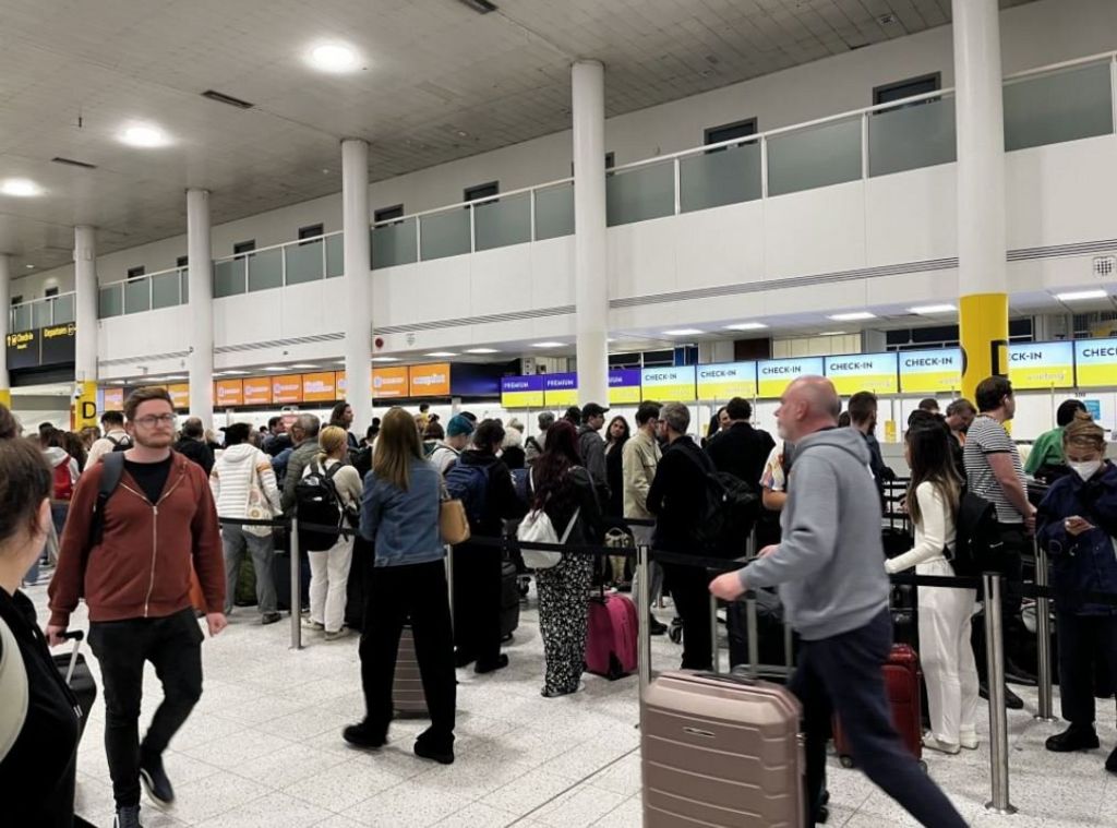 Queues at Gatwick South Terminal. Picture taken Wednesday June 1, 2022.