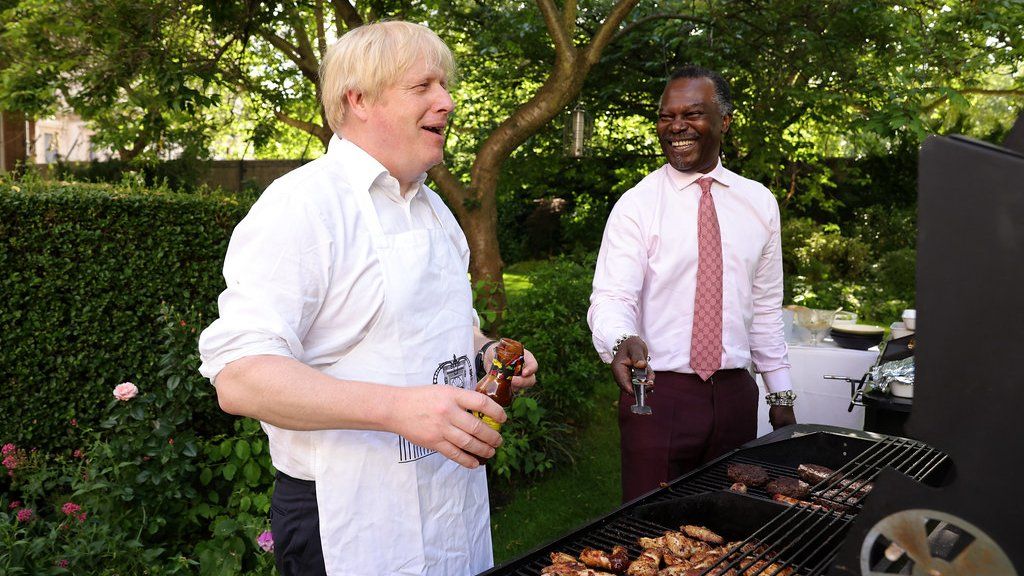 Boris Johnson at a BBQ for National Thank You Day at Downing Street