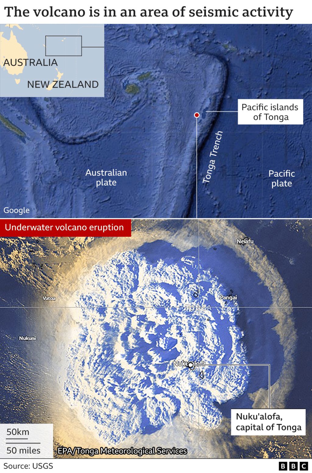 Tsunami threat over after huge Pacific volcano eruption - monitor thumbnail