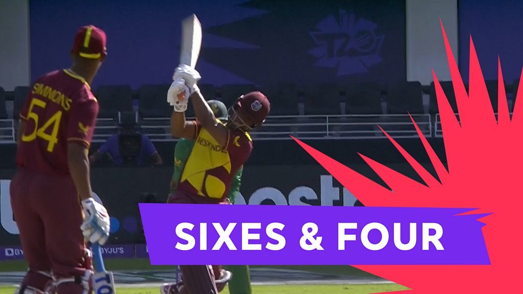 T20 World Cup - South Africa v West Indies: Evin Lewis hits Aiden Markram for three boundaries in a row