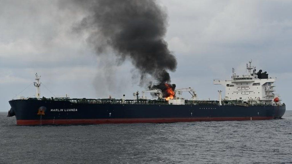 Marlin Luanda on fire in Gulf of Aden