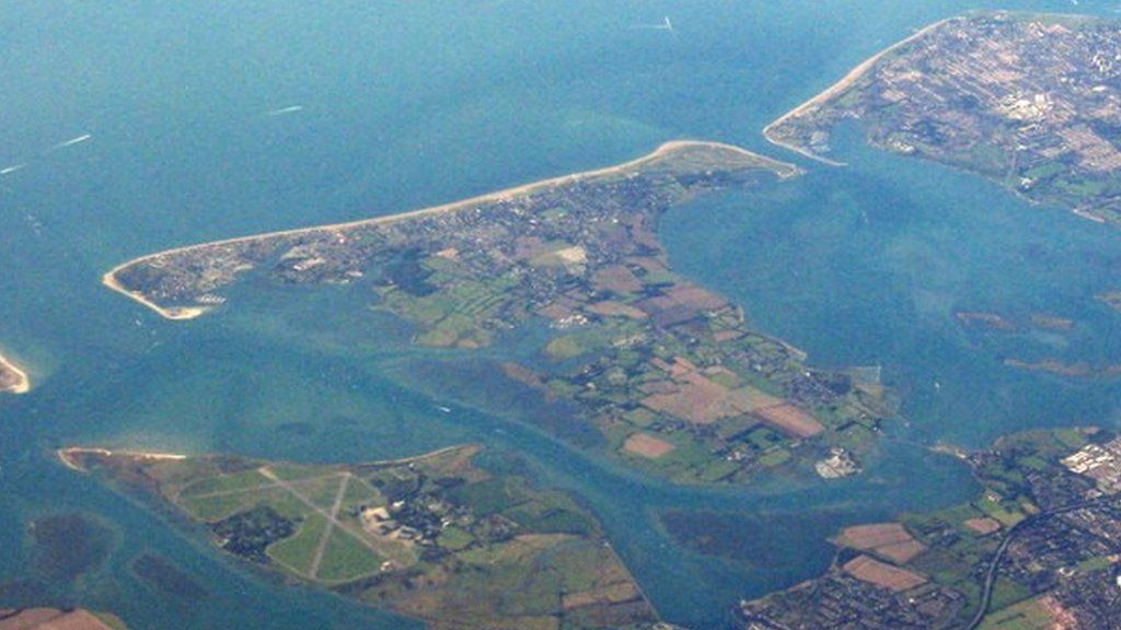 Hayling Island viewed from above the South Downs