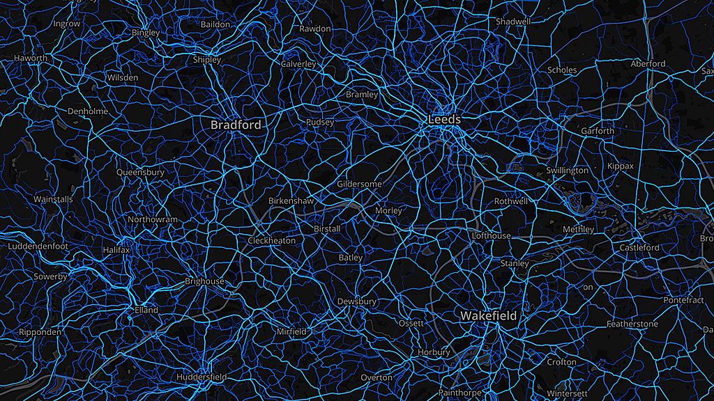 West Yorkshire - cycling routes (by Strava users 2015)