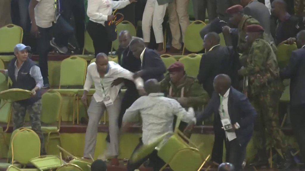 Chairs moved as scuffles break out in Kenya