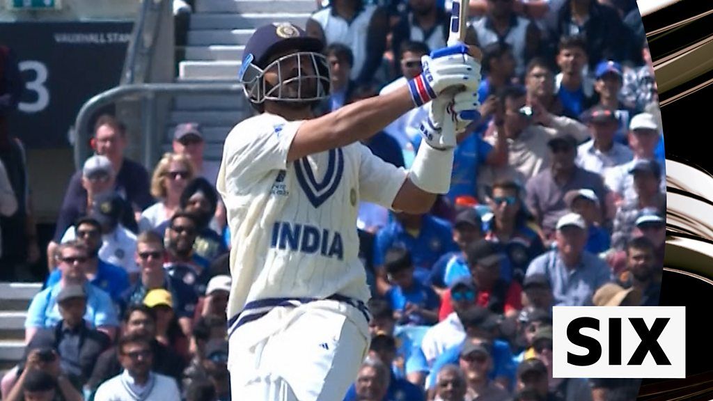 Rahane hits Cummins for six to reach 50