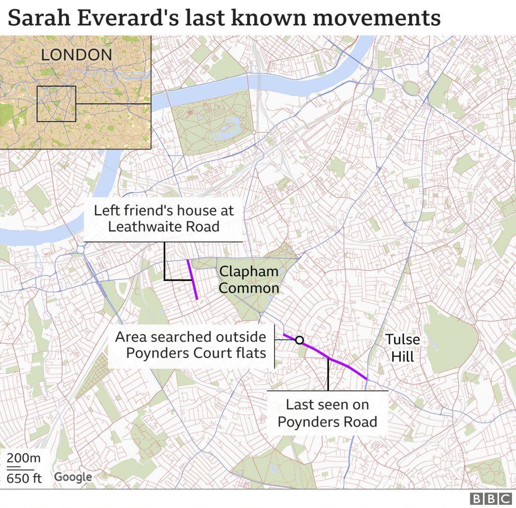 sarah everard journey map