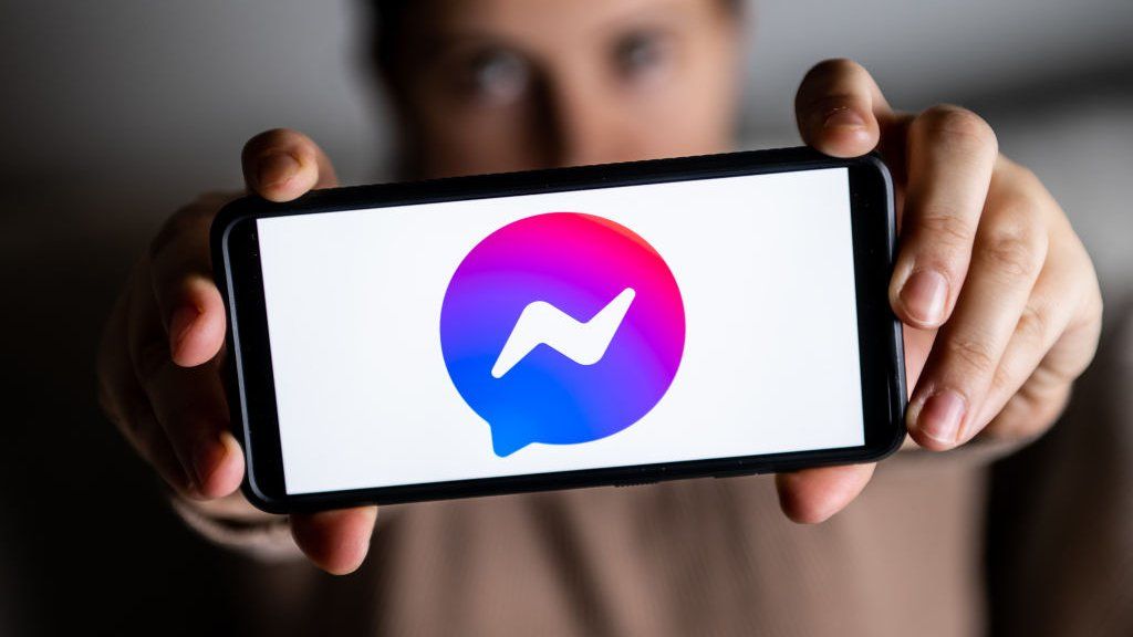 Facebook messenger logo on a phone screen