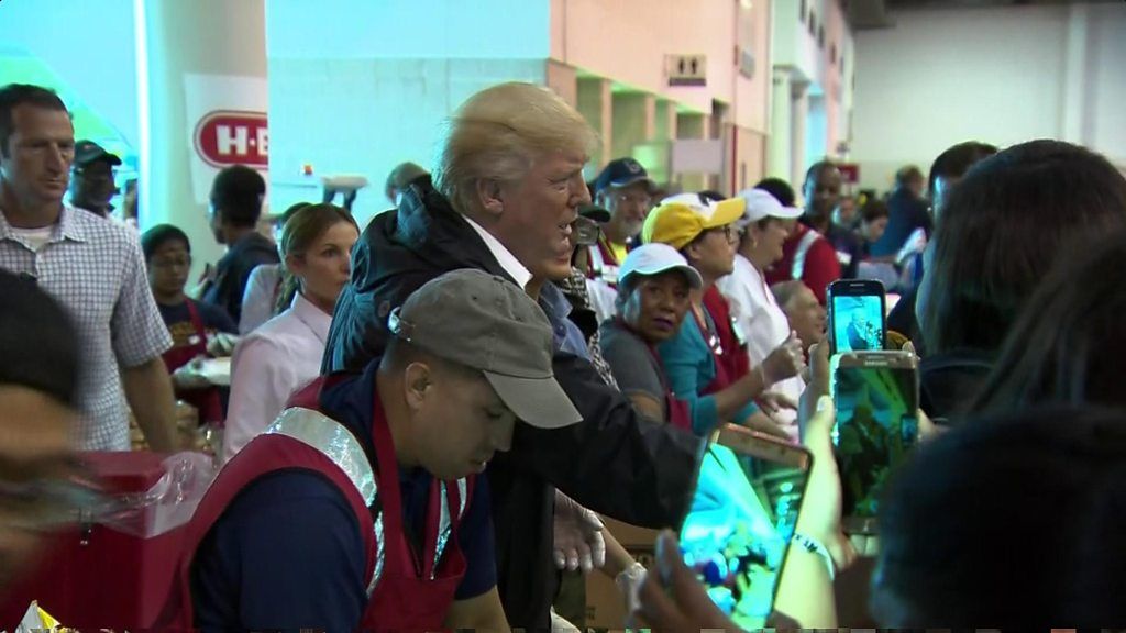 Donald Trump handing out food aid
