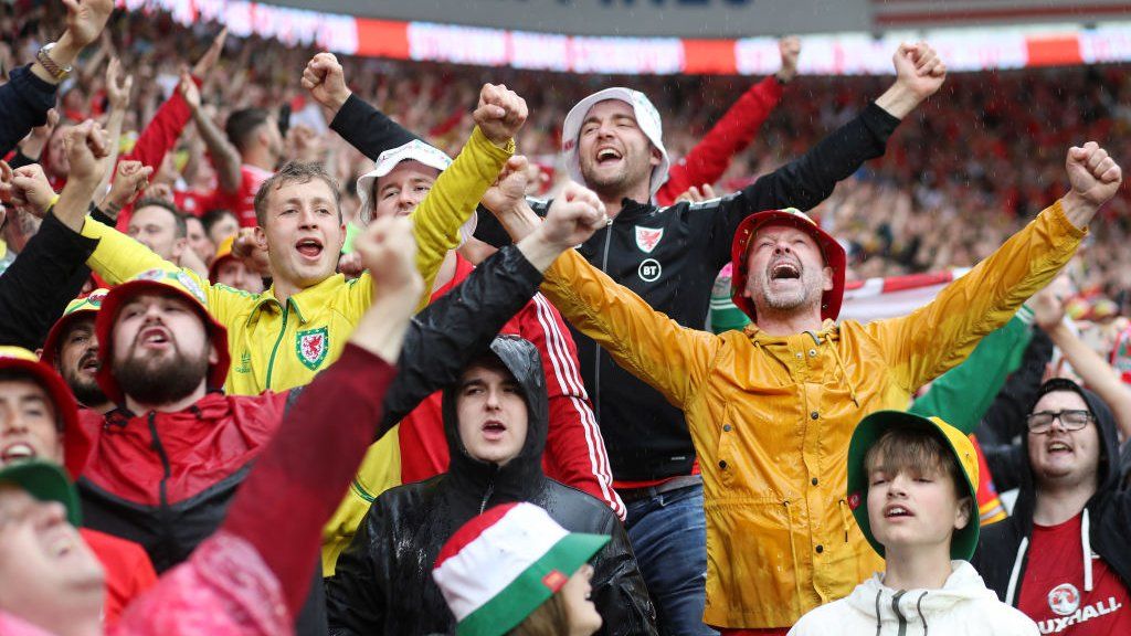 Wales fans celebrate