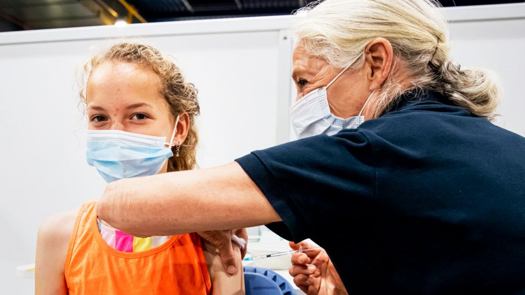 Child being vaccinated in the Netherlands