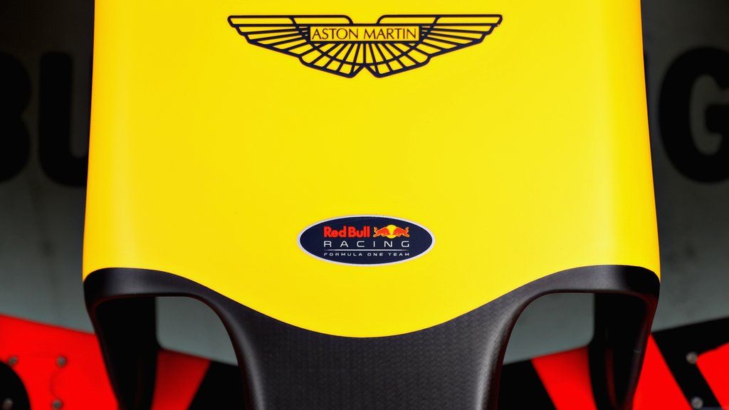 A Red Bull car carrying Aston Martin branding. Aston Martin will Red Bull 's title sponsor in 2018