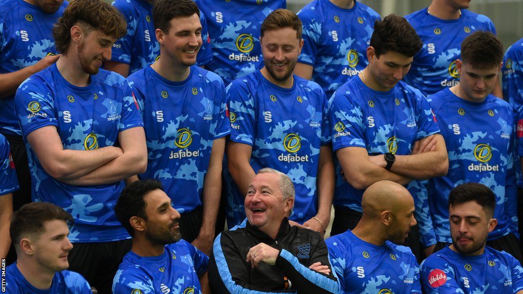 Paul Farbrace joking with the Sussex squad