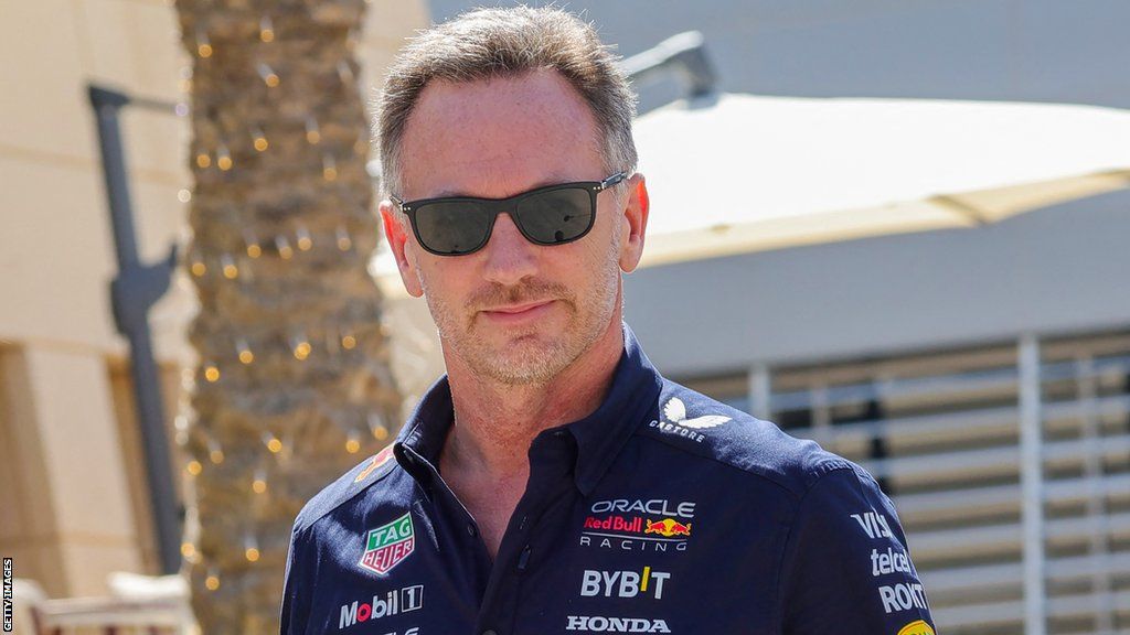 Red Bull team principal Christian Horner arrives at practice in Bahrain