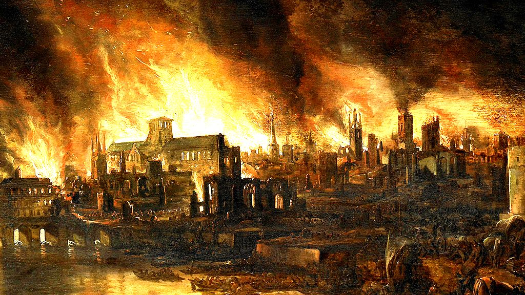 Depiction of the Great Fire of London, 1666