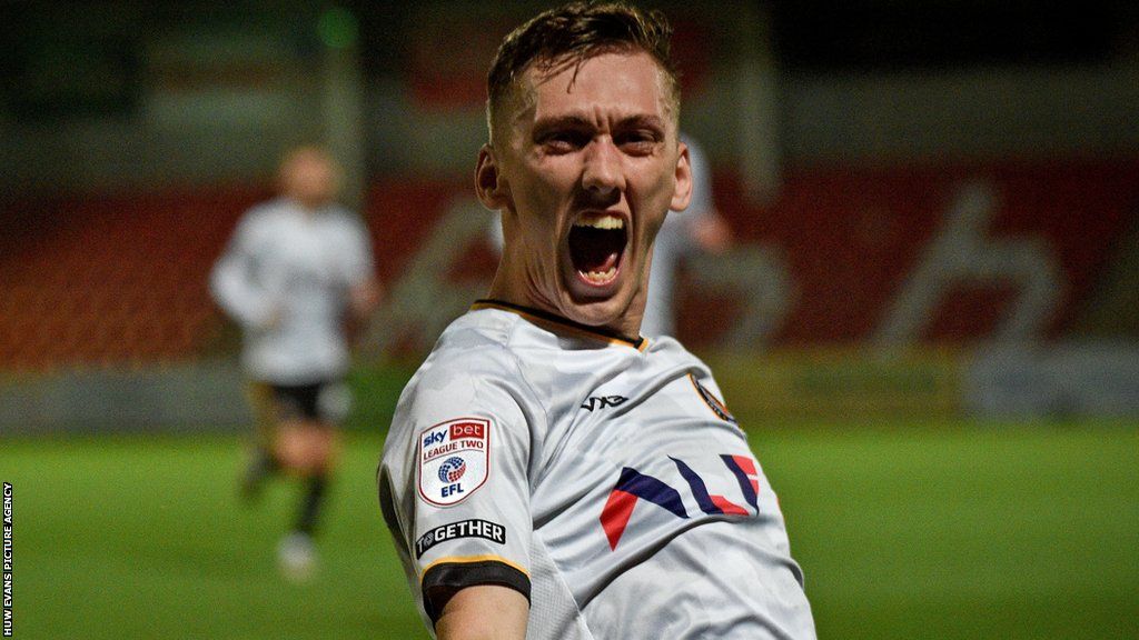 Nathan Wood celebrates his goal in the Football League Trophy against Cheltenham