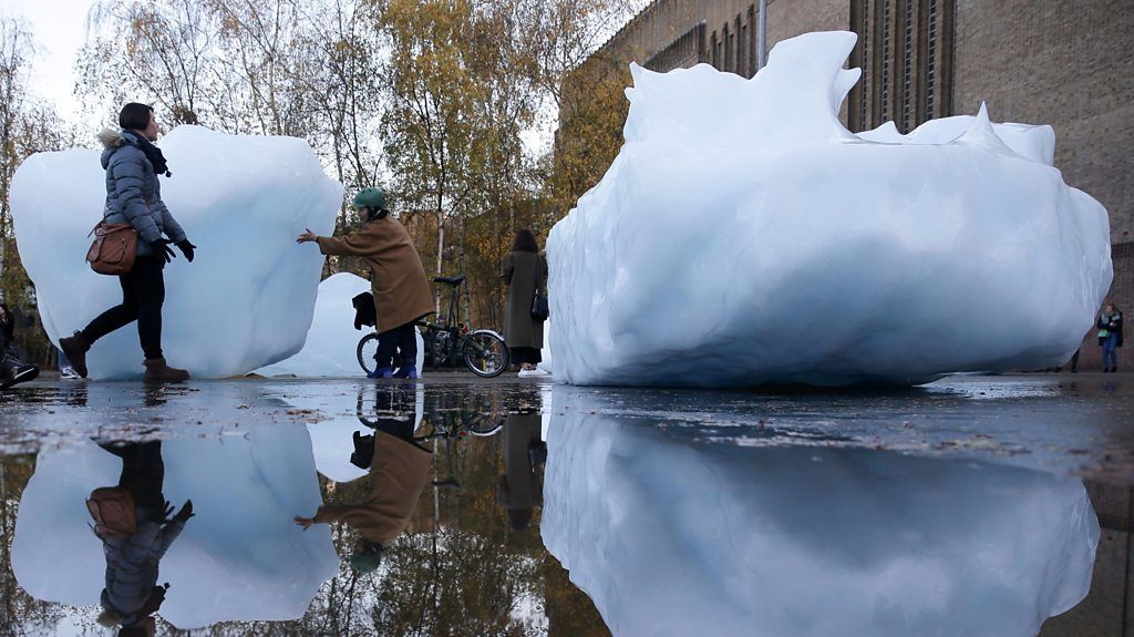 Ice Watch art installation outside the Tate Modern in London