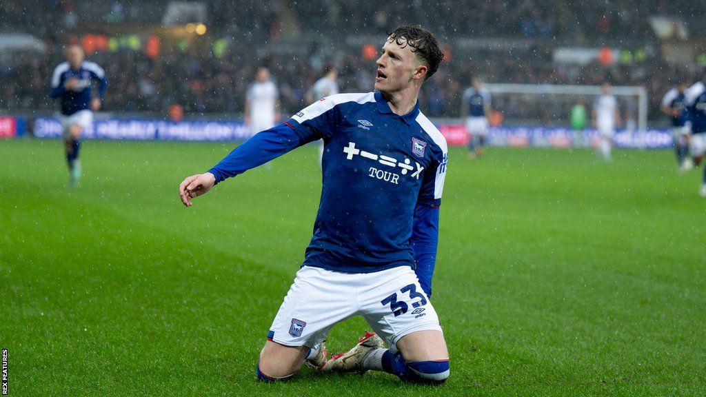 Nathan Broadhead celebrates after scoring his 11th goal of the season