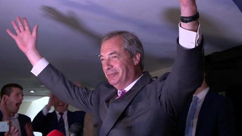 Nigel Farage with hands in the air