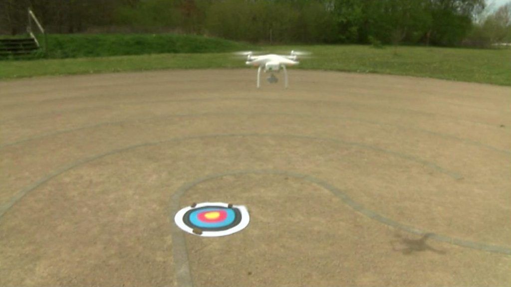 Drone near paper target