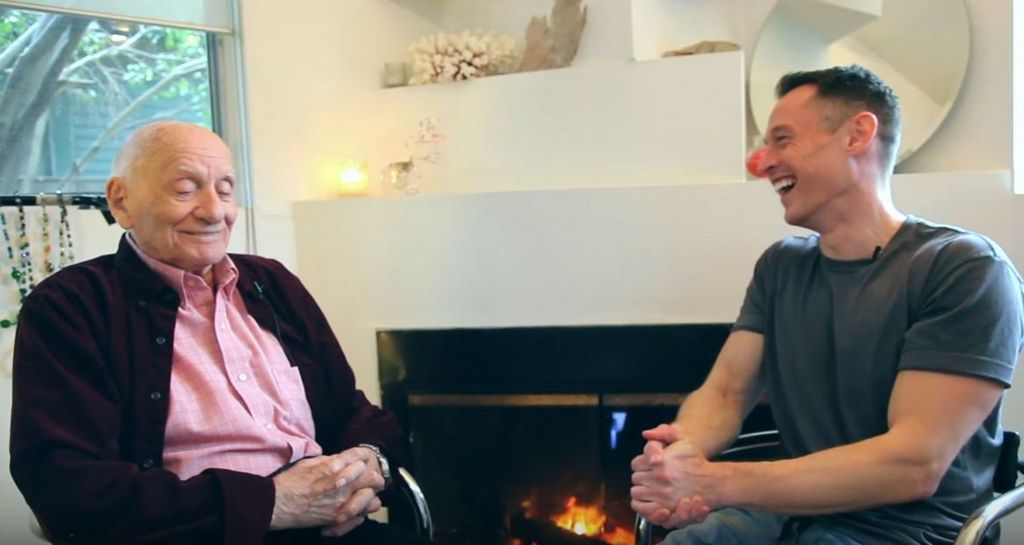 Screengrab of YouTuber Davey Wavey's interview with Roman, who came out aged 95