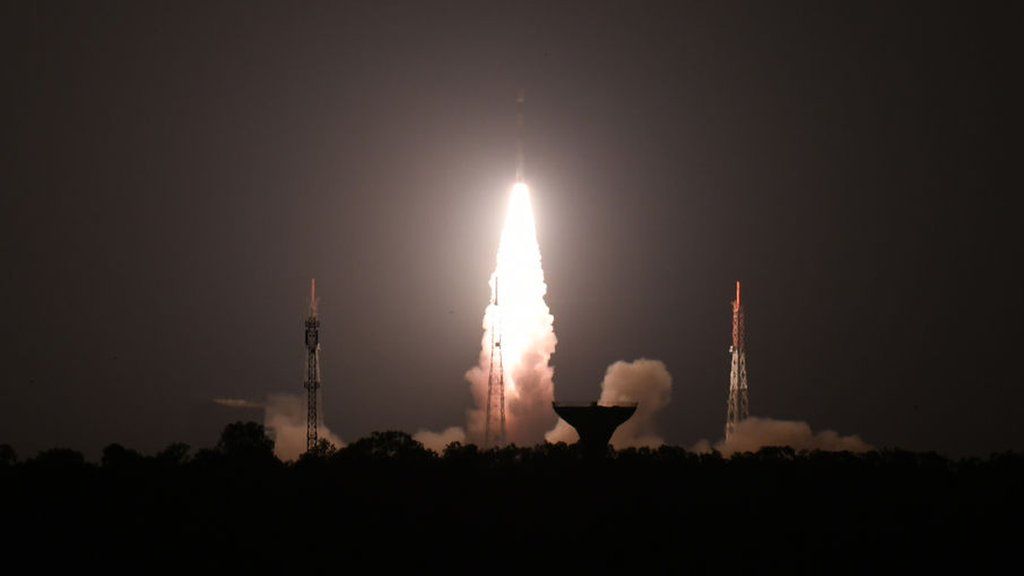 The Indian Space Research Organisation's (ISRO), Polar Satellite Launch Vehicle (PSLV-C44) launches off onboard India's Defence Research and Development Organisation's (DRDO) imaging satellite 'Microsat R' along with student satellite 'Kalamsat' at Satish Dhawan Space centre in Sriharikota, Andhra Pradesh state, on January 24 , 2019. (