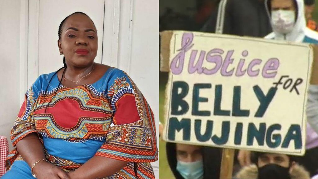 Composite image of Belly Mujinga and a banner saying "Justice for Belly Mujinga"