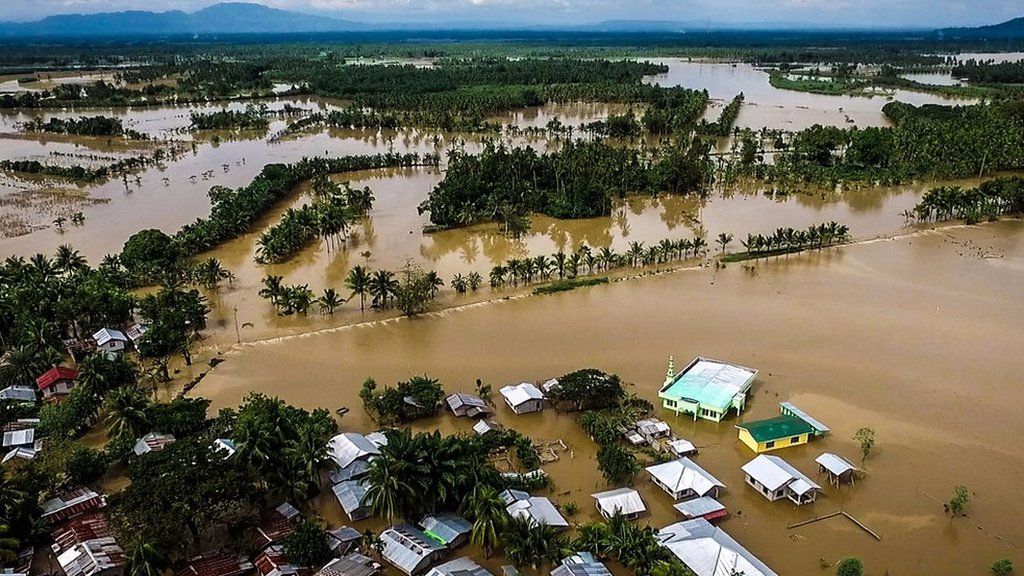 Aerial view of the flooded Municipality of Kabacan, North Cotabato, on the southern island of Mindanao
