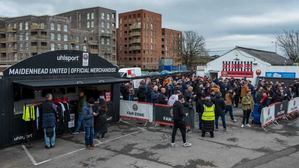 Fans gathering outside York Road ahead of a match