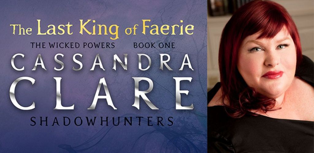 The holding book cover for The Last King of Faerie alongside an image of the author, who has mid-length auburn hair and is wearing a black top.
