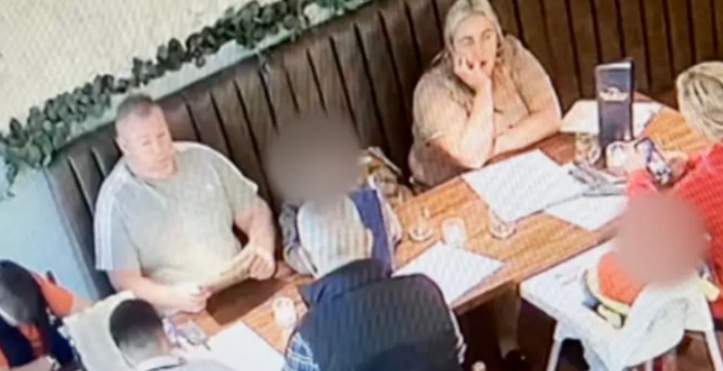 the couple caught on CCTV at restaurant Bella Ciao before running off without paying their bill