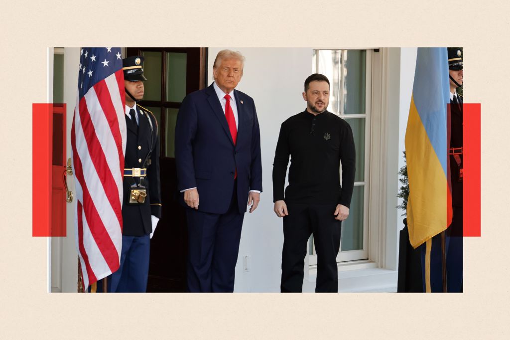 President Donald Trump with Ukrainian President Volodymyr Zelensky as he arrives at the White House