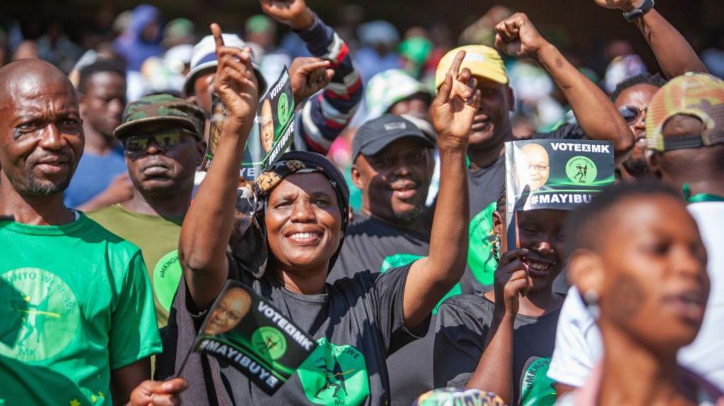 Supporters at the MK manifesto launch at Orlando Stadium on May 18, 2024 In Soweto, South Africa