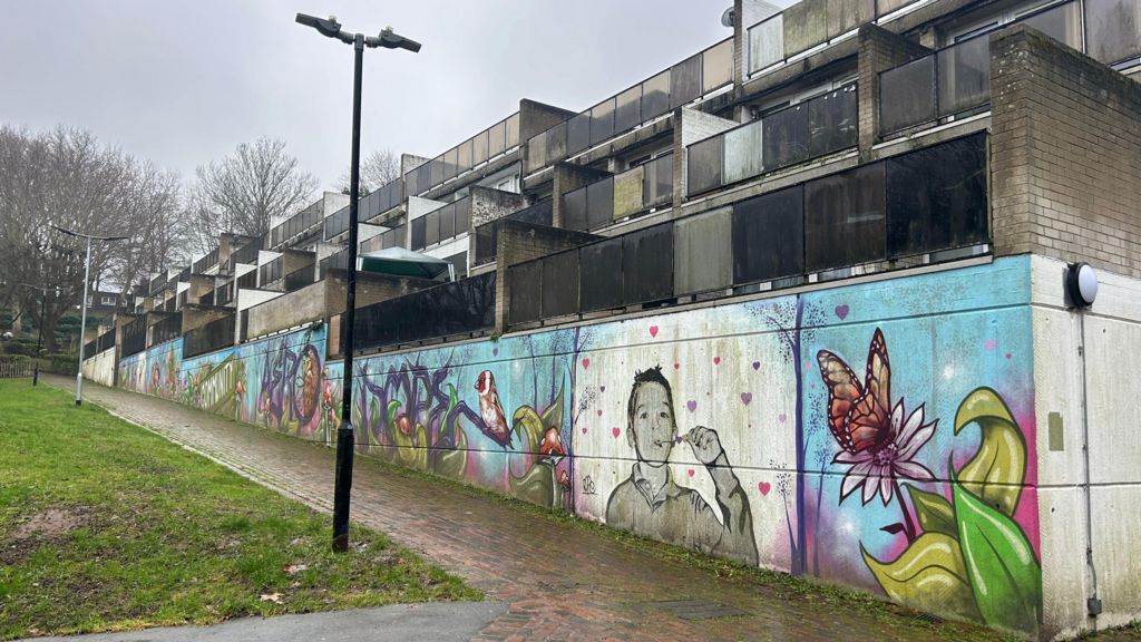 A grimy block of flats