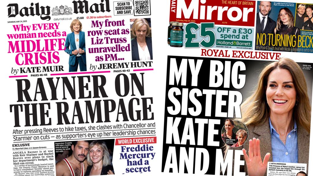 The Papers: 'Rayner on the Rampage' and 'My big sister Kate'