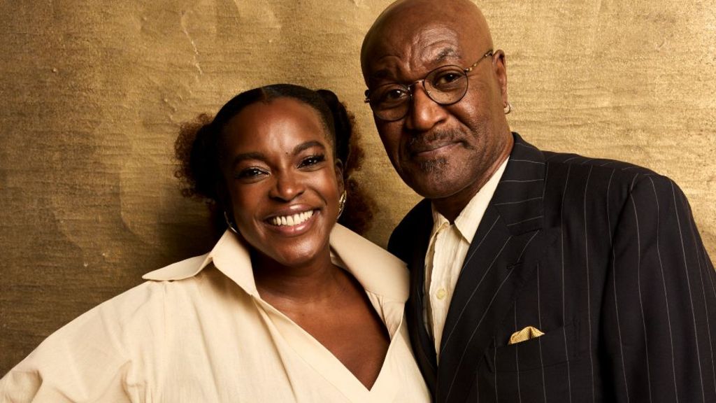 Wunmi Mosaku and Delroy Lindo pose for a portrait during the 2026 Annual Movies for Grownups Awards with AARP at Beverly Wilshire, A Four Seasons Hotel on January 10, 2026 in Beverly Hills, California.